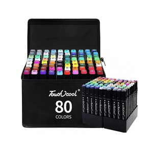 Set 80 Marcadores Doble Punta Con Estuche Plumones Artístico🔴🟢🟣🔵🟡.