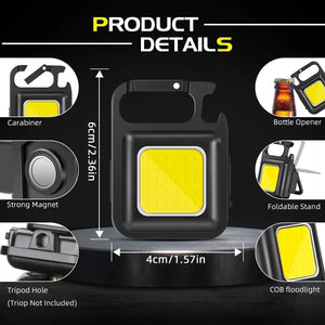 Linterna Llavero Led Cob 800 Lumens Gancho Iman Recargable