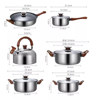 Juego De Ollas De Acero Inoxidable Engrosado - 12 Piezas👨‍🍳