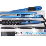 Combo plancha pro Nano Titanium + Rizador y Cepillo