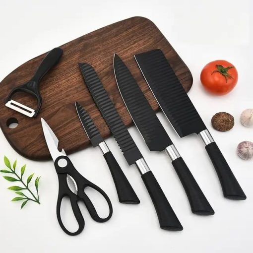 Set de 6 Cuchillos de Cocina Acero Inoxidable Anti-Adherente