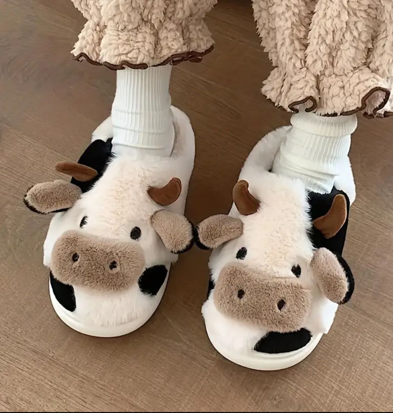 Lindas Pantuflas De Vaca Para Mujer Suaves Cómodas.