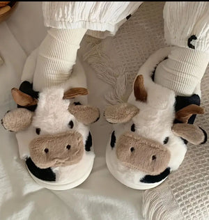 Lindas Pantuflas De Vaca Para Mujer Suaves Cómodas.