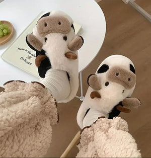 Lindas Pantuflas De Vaca Para Mujer Suaves Cómodas.