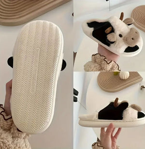 Lindas Pantuflas De Vaca Para Mujer Suaves Cómodas.