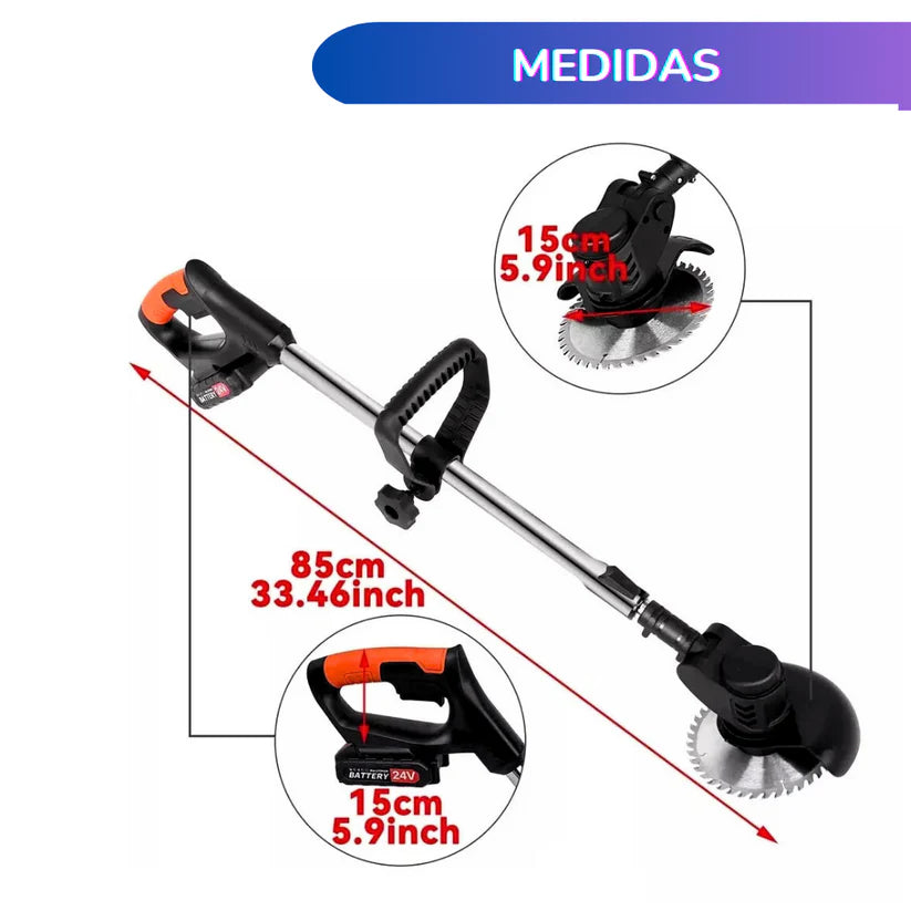 Podadora Altura Eléctrica Cortadora Pasto Césped Inalámbrica incluye 2 baterías
